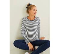 Long-Sleeved Maternity Top white stripes