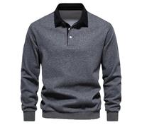 Long-sleeved Polo collar sweatshirt trendy European size men's sweatshirt casual versatile hit - dark gray - XL