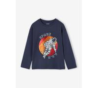Long-Sleeved T-Shirt with Reversible Sequins for Boys navy blue