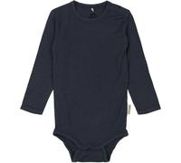 Long-sleeved wool/bamboo baby bodysuit Mikk-Line Bleu 2 mois