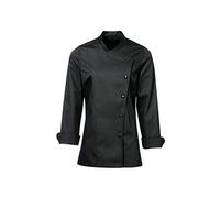 Long Sleeves New Chef Coat Jacket Uniform for women ideal for food service, Caterers and Culinary professional. (Black, X-Large)