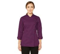 Long Sleeves New Chef Coat Jacket Uniform for women ideal for food service, Caterers and Culinary professional. (Violet, X-Large)