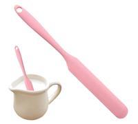Long Slim Silicone Jar Spatula, 220°C Heat Resistant Flexible Jar Scraper for Small Containers, Non-Stick Baking Spatula for Sourdough Starter, Sauces, Butter, Cake Decorating, Dishwasher Safe (Pink)