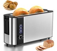 Long Slot 2 Slices Toaster, Electric Toaster Commercial Bread Baker with 6 Browning Settings, Defrost, Cancel Functions, 1.7” Wide Slots for Thick Breads & Bagel