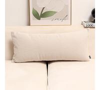 Long Soft Fluffy Corduroy Pillow Case and Cushion Covers, Decorative Rectangle Bolster Body Pillow Cover with Zipper Closure No Insert for Livingroom Sofa Bedroom Bed(White,80 x 30 cm)