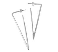 Long Solid 925 Sterling Silver Triangle Open Hoop Earrings in a Gift Box