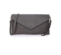 Long & Son Women's Envelope Style, Wristlet,Shoulder, Clutch Bags. 120343 (Dark Grey)