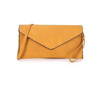 Long & Son Women's Envelope Style, Wristlet,Shoulder, Clutch Bags. 120343 (Yellow Mustard), M