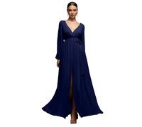 Long Split Front Durable Chiffon Wrap Dress Women Goddiva Bleu 40