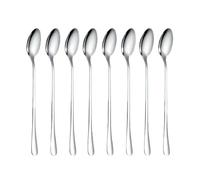 Long Spoon - Long Handle Latte Spoons | Long Handle Coffee Spoons, 8x Long Stainless Steel Ice Teaspoons, 7.87 Inch Ice Teaspoons, Wooden Home Drink To The M