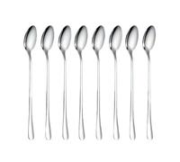 Long Spoon - Stainless Steel Tea Spoon, Eced Coffee Mixing Spoons | Extended Dessert Drink Utensils, Durable Cocktail Ice Tableware, Bar Accessories, Home Kitchen Dining Statements