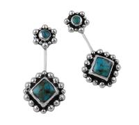 Long Square Drop 925 Sterling Silver Sky Blue Earrings