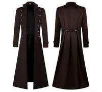 Long Steampunk Gothic Coat for Men Perfect Attire for Vintage Vampire Pirates (4XL Brown)