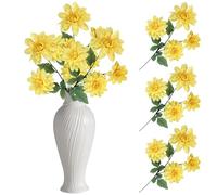 Long Stem Artificial Flowers Indoors - 3pcs Fake Bouquet Silk Yellow for Wedding Party Home DIY Craft 5518
