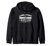 Long Story Short I Survived Cancer Awareness Zip Hoodie
