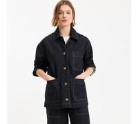 Long Straight Fit Utility Denim Jacket Untreated Blue