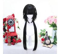 Long Straight Lolita Wig for Women Heat Resistant Synthetic Fiber Layered Hair Party Halloween Daily Cosplay Wigs (Black)