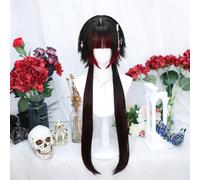 Long Straight Lolita Wig for Women Heat Resistant Synthetic Fiber Layered Hair Party Halloween Daily Cosplay Wigs (Red)