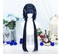 Long Straight Lolita Wig for Women Heat Resistant Synthetic Fiber Layered Hair Party Halloween Daily Cosplay Wigs (Blue)