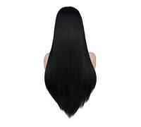 Long Straight Middle Part Wig For Women Black White Pink Orange Purple Gray Hair Heat Resistant Synthetic Hair Wigs(Black)