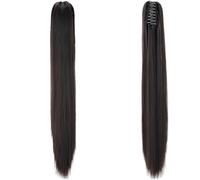 Long Straight Ponytail Hair Piece 60cm with Claw Nine Layers Hand Braided Synthetic Hair Extension Adjustable Buckle Soft and Smooth No Split Ends for Women
