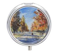 Long Straight Road Pill Box Cute Round Pill Box 3 Compartment Decorative Pocket Purse Portable Mini Travel Medicine Tablet Vitamin Fish Oil Holder Organizer Pill Case