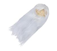 Long Straight White Cosplay Wig Bangs 23.6 Inch Full Hairpiece | Synthetic High Temperature Fibre, Breathable Cap, Centre Part, Realistic Texture, Comfortable Wear for Women at Parties