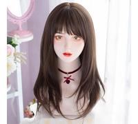 Long Straight Wig for Women Girls Sweet Full Headgear Inner Buckle Party Wig for Daily Wear Cosplay Parties and Lolita Harajuku (23" Chocolate-brown)