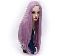 Long Straight Wigs Synthetic Orange Color Women's Wig Cospaly Central Part Hair Silver Grey White Red Colour(Onecolor)