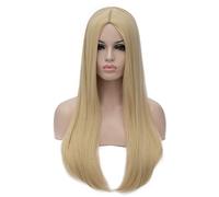 Long Straight Wigs Synthetic Orange Color Women's Wig Cospaly Central Part Hair Silver Grey White Red Colour(Platinum Blonde)
