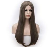 Long Straight Wigs Synthetic Orange Color Women's Wig Cospaly Central Part Hair Silver Grey White Red Colour(Dark grey)