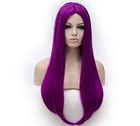 Long Straight Wigs Synthetic Orange Color Women's Wig Cospaly Central Part Hair Silver Grey White Red Colour(Purple)