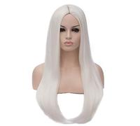 Long Straight Wigs Synthetic Orange Color Women's Wig Cospaly Central Part Hair Silver Grey White Red Colour(White)