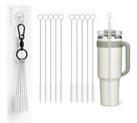 Long Straw Cleaner Brush Set with 2 Bristle Sizes, 10-Pack 30cm/11.8in Small Bottle Brushes for Cleaning Reusable Straws, Water Bottles, Baby Bottles & Narrow Tubes, Free Storage Kit Included