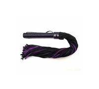 Long Suede Flogger with Leather Handle - Black/Purple