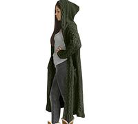 Long Summer Cardigans Women's Cardigans Long Ladies Summer Cardigan Coat Womens Sport Jacket Plain Sweatshirt for Women UK Cardigan Coat Top Winter Solid Knitted Loose Hooded Sweater Bequem Green