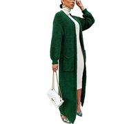 Long Sweaters for Women Cardigan Open Front Long Sleeve Plus Size Chunky Cable Knit Duster Cardigans with Pockets Winter Coat, Z-green, XXL