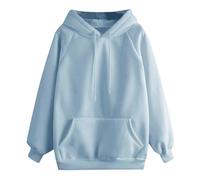 Long Sweatshirt Sleeve Powder Solid Women Casual Pockets Hooded Colour Women's Coat, blue, S