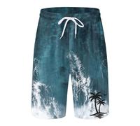 Long Swimming Shorts Men Board Beach Shorts Mens Loose Straight Leg Pants Mid Quick Dry Swim Trunks Boardshorts Surf Summer Hawaiian Swimwear 3D Printing Swimsuit Bottoms with Drawstring Pockets