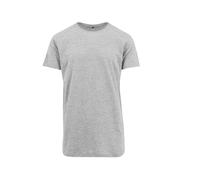 Build Your Brand Men's Shaped Long Tee T-Shirt, Heather Grey, XL