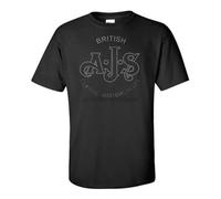LONG TA AJS-Motorcycles-Tribute-British-Biker-Motorbike-Grey-Logo-Black-T-Shirt Black XL