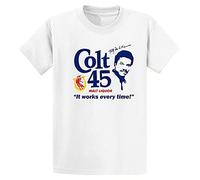 LONG TA Colt 45 Malt Liquor Billy Dee Williams T Shirt Works Every time Beer Brewery White White L