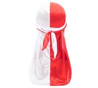 Long Tailed Hat Style Two Tone Satin Headscarf with Elastic Hair Bandana for Hip Hop Fashion (White3, One Size)