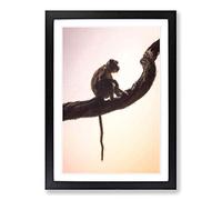 Long-Tailed Macaque Monkey in Abstract Framed Print | A2 Black Framed Wall Art | Ready to Hang | Abstract Animal Picture | Living Room Bedroom Lounge Office