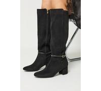 Long Tall Sally Women's Buckle Detail Knee High Boots In Standard Fit in Black | Size: 8