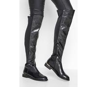Long Tall Sally Knee High 50/50 Faux Leather Croc Boots In Black Black 10