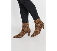 Long Tall Sally Leopard Print Heeled Ankle Boots In Brown Brown 9