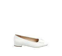 Long Tall Sally - LTS Patent Square Toe Flats in Standard Fit - Women's White