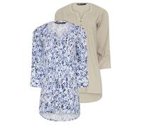 Long Tall Sally - LTS Tall 2 Pack Beige Brown & Henley Tops - Women's