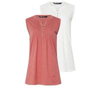 Long Tall Sally - LTS Tall 2 Pack Pink & White Henley Vest Tops - Women's